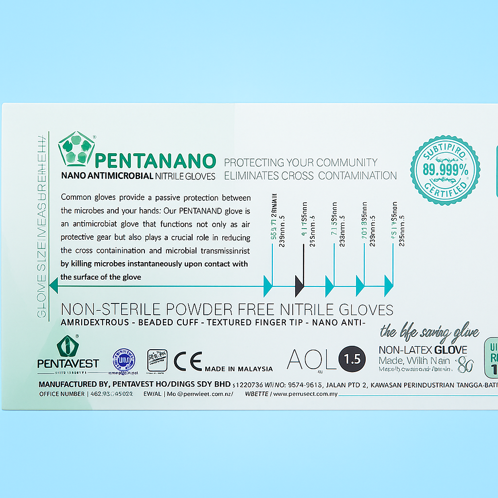 Clean Squatch PENTANANO Nano Antimicrobial Nitrile Gloves | Powder-Free, AQL 1.5